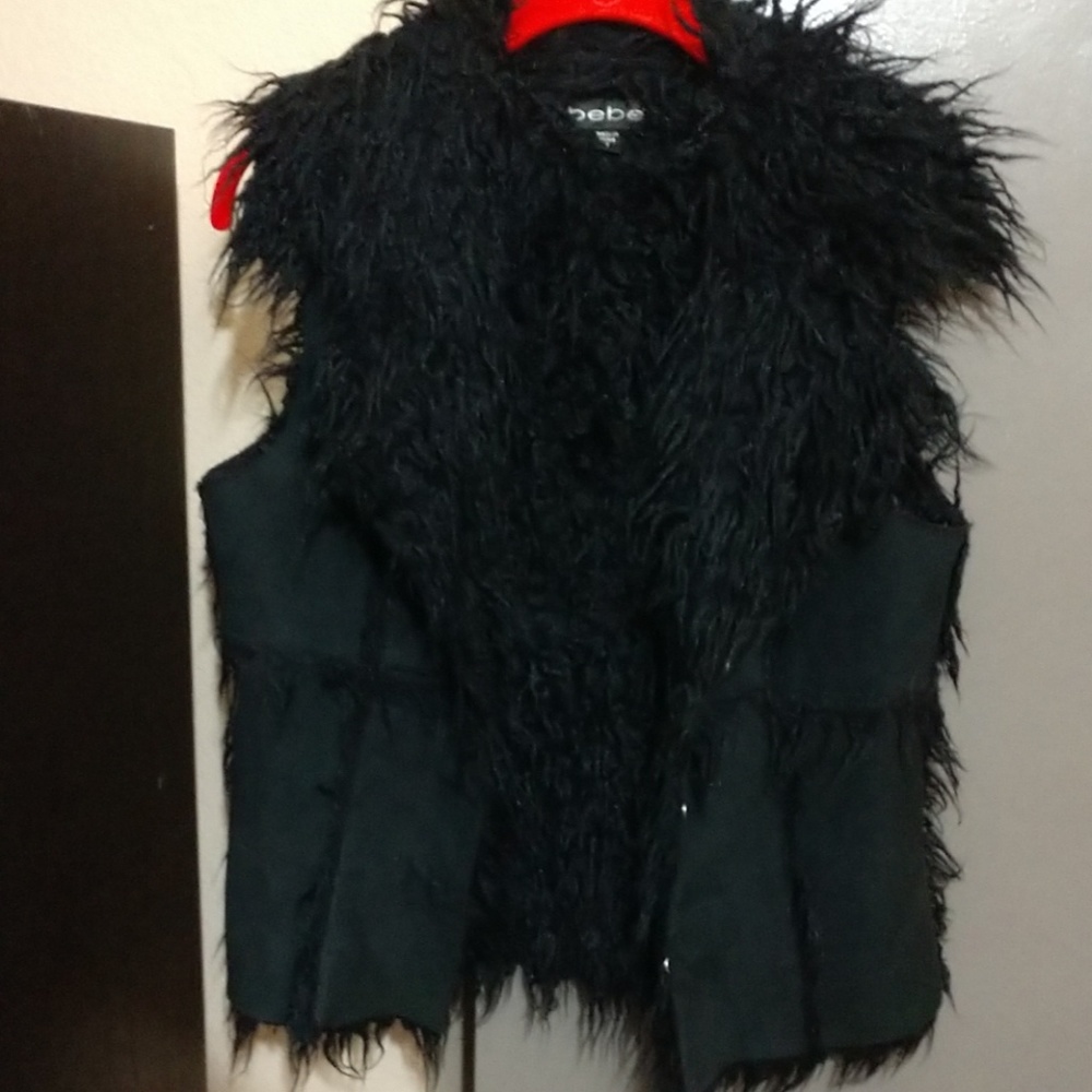 Bebe Suade, Shag Vest Black NWOT